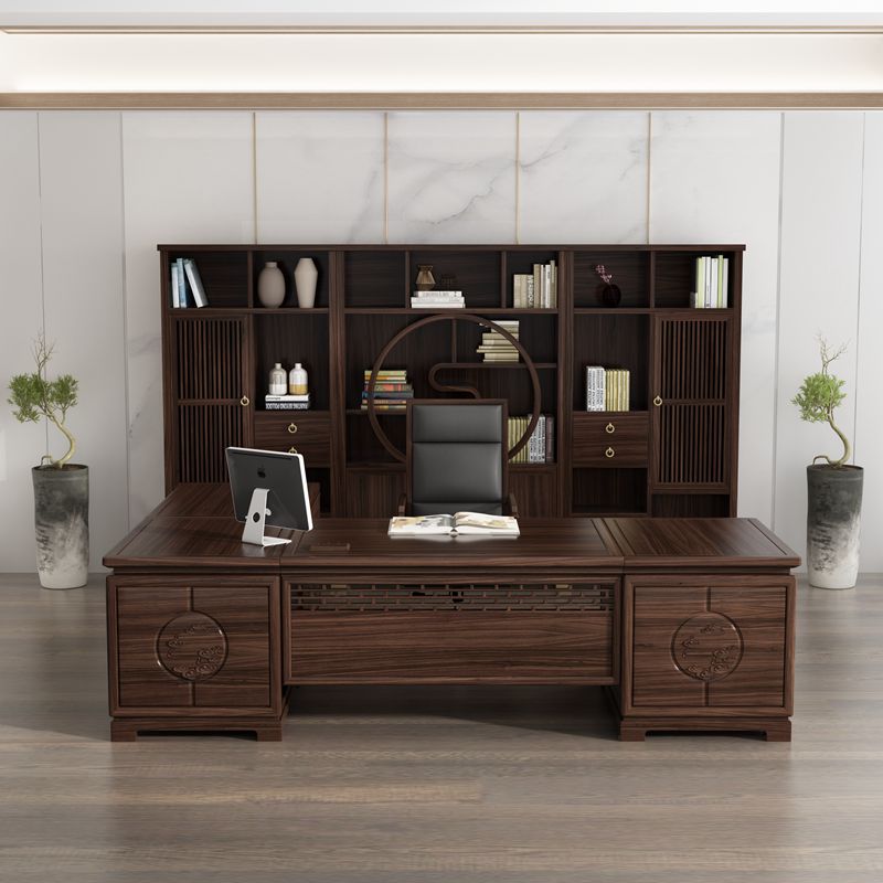 上集新中式办公桌实木家具办公系列